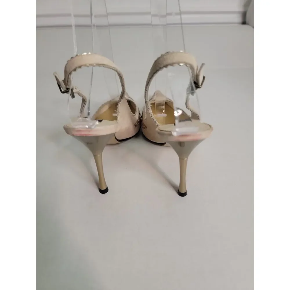 Steve Madden Luxe Sling Back Heels 7 Embellished Pointed Stilleto Office Siren